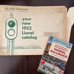 1950s railroad book & Lionel catalog envelope